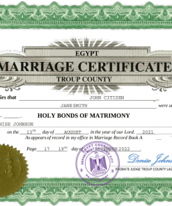 Egypt marriage certificate Word and PDF template, completely editable