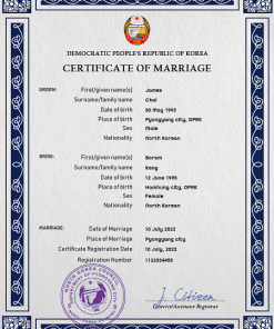 North Korea marriage certificate PSD template, completely editable