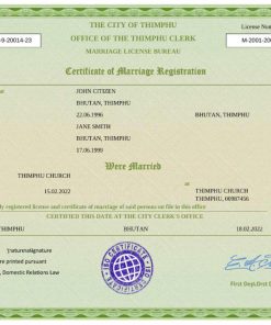Bhutan marriage certificate Word and PDF template, fully editable