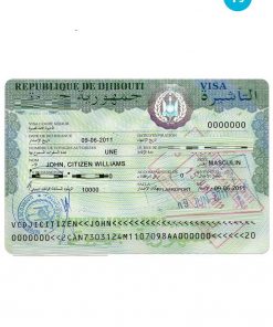 DJIBOUTI travel visa PSD template, fully editable