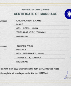 Taiwan marriage certificate PSD template, fully editable