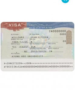 KOREA travel visa PSD template, completely editable, with fonts