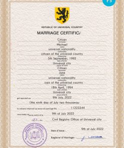 # stock universal marriage certificate PSD template, fully editable