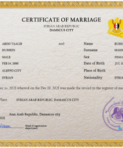 Syria marriage certificate PSD template, fully editable