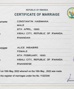 Rwanda marriage certificate PSD template, completely editable