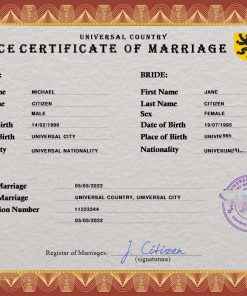 # sentiment marriage certificate PSD template, fully editable