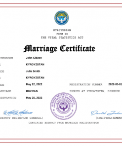 Kyrgyzstan marriage certificate Word and PDF template, fully editable