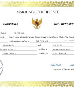 Indonesia marriage certificate Word and PDF template, completely editable