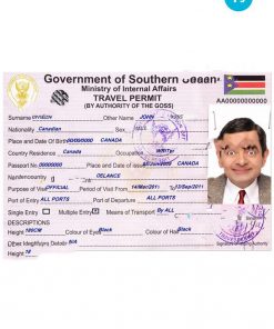 SOUTH SUDAN travel permit – visa PSD template, completely editable, with fonts