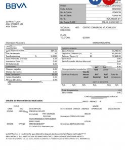 Mexico BBVA bank statement Word and PDF template, fully editable