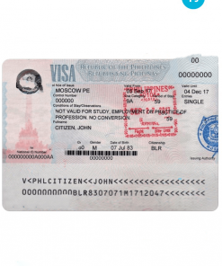 PHILIPPINES tourist visa PSD template, fully editable