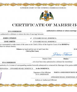 Dominica marriage certificate Word and PDF template, completely editable