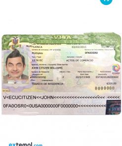 ECUADOR entry visa PSD template, with fonts