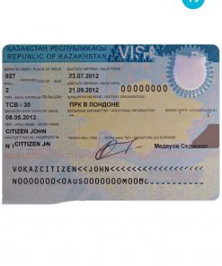KAZAKHSTAN entry visa PSD template, completely editable, with fonts