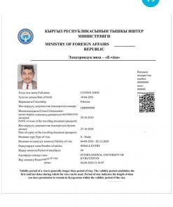 KYRGYZSTAN electronic visa PSD template, completely editable, with fonts