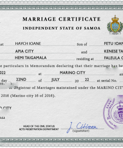 Samoa marriage certificate PSD template, completely editable