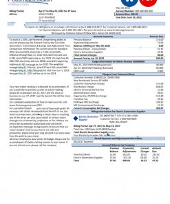 USA Maryland Potomac Edison utility bill, Word and PDF template, 2 pages