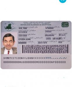 MAURITANIA travel visa PSD template, completely editable, with fonts