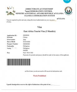UGANDA electronic entry visa PSD template, fully editable