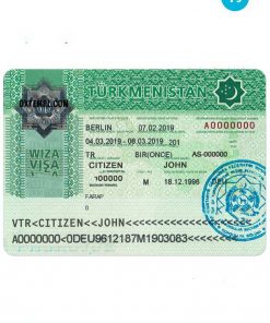 TURKMENISTAN entry tourist visa PSD template, completely editable, with fonts