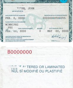 Canada Manitoba province birth certificate PSD template, completely editable