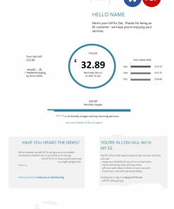 United Kingdom BT telecommunications utility bill template in Word and PDF format, version 1