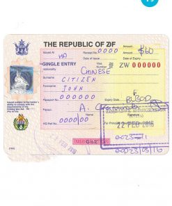 ZIMBABWE entry visa PSD template, completely editable, with fonts