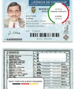 Ecuador driving license template in PSD format, fully editable