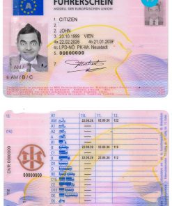 Austria driving license template in PSD format, 2013 – present