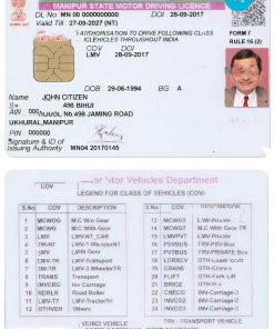 India Manipur state motor driving license PSD template, with fonts