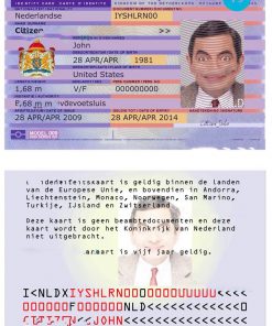 Netherlands identity card PSD template, 2012 – present