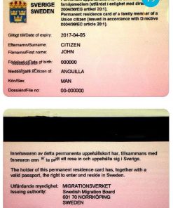 Sweden permanent residence card PSD template, with fonts