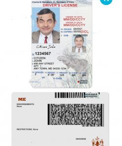 USA Maine state vertical driving license editable PSD template, under 21