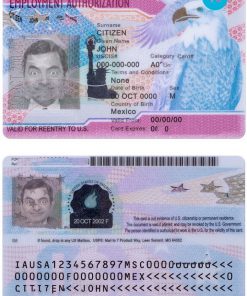 USA employment authorization card PSD template, with fonts