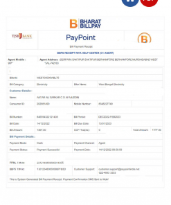 INDIA WEST BENGAL ELECTRICITY utility bill Word and PDF template