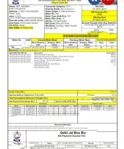 INIDA DELHI JAL BOARD utility bill Word and PDF template