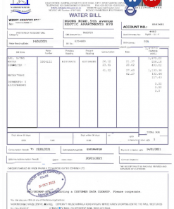 KENYA NAIROBI WATER utility bill Word and PDF template