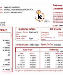 NIGEIA IKEJA utility bill Word and PDF template