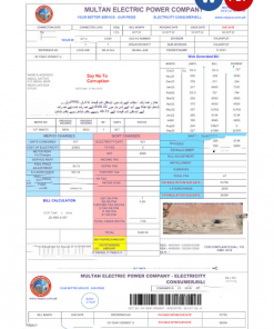 PAKISTAN MULTAN ELECTRIC POWER utility bill Word and PDF template, version 2