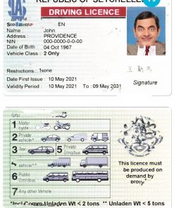 Seychelles driving license template in PSD format, with fonts