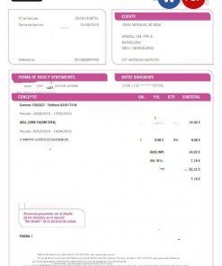 SPAIN YACOM utility bill Word and PDF template