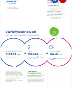 United Kingdom Power Ni utility bill Word and PDF template