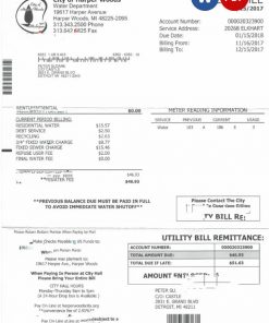 USA CITY OF HARPER WOODS utility bill Word and PDF template
