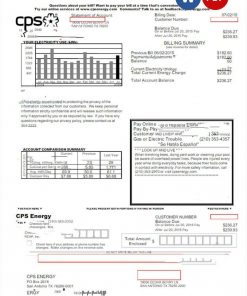 USA CPS ENERGY utility bill Word and PDF template