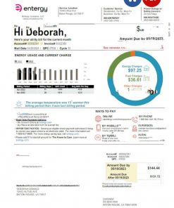 USA ENTERGY utility bill Word and PDF template