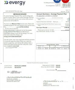 USA EVERGY utility bill Word and PDF template