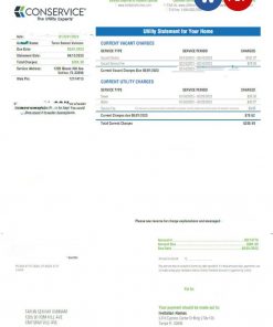 USA FLORIDA CONSERVICE utility bill Word and PDF template