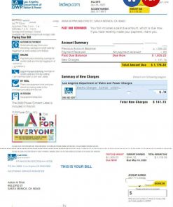 USA LA DWP utility bill Word and PDF template