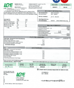 USA LG&E utility bill Word and PDF template