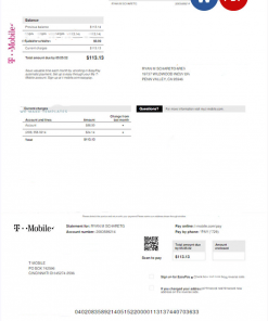 USA T-Mobile utility bill Word and PDF template